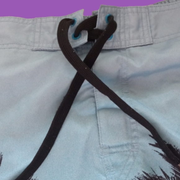 Board Shorts Men’s Swim Trunks Blue Tropical Palm Trees - size Large 36” waist L - Picture 6 of 9